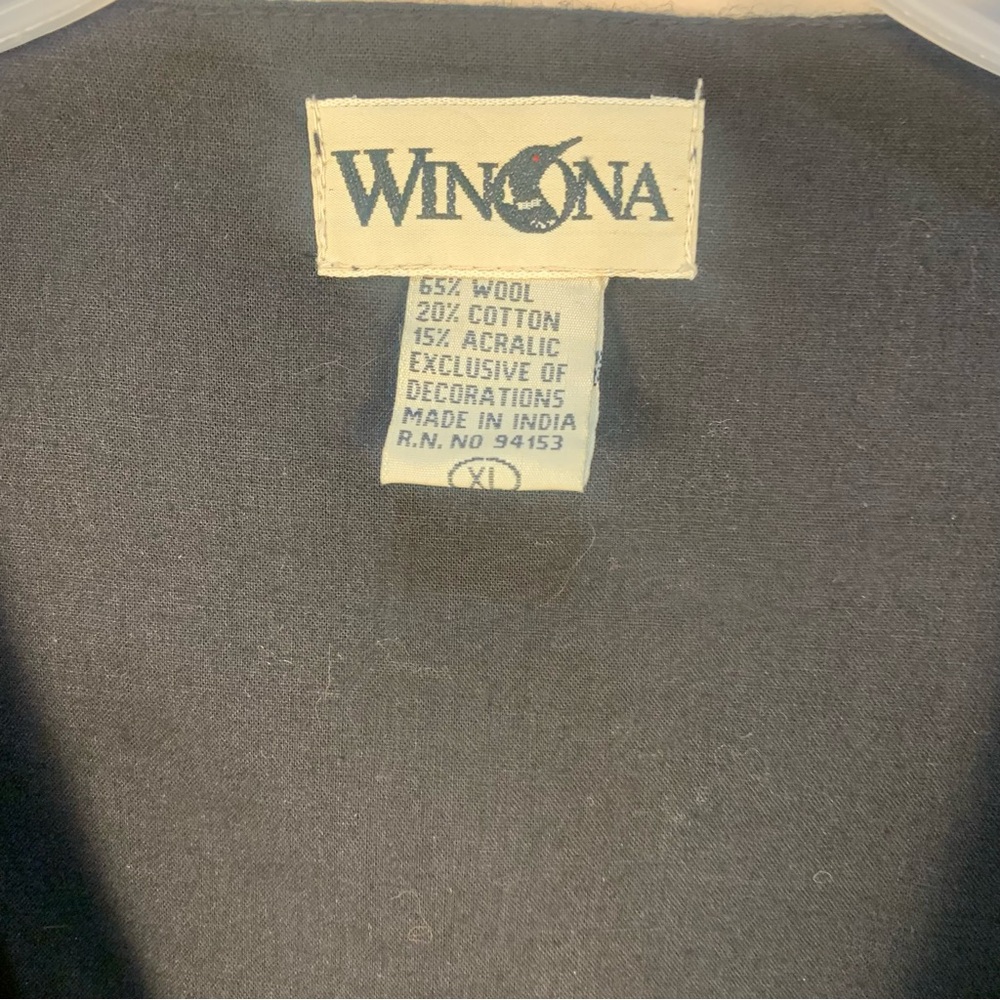 VTG Winona Wool Blend Appliqué Holly Branch western Vest - Picture 7 of 12